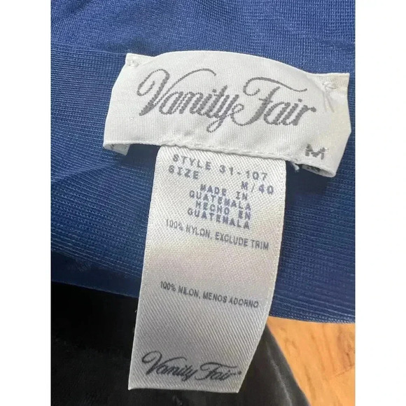 VANITY FAIR VINTAGE blue sheer button up pajama gown size medium - Picture 7 of 7